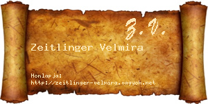 Zeitlinger Velmira névjegykártya
